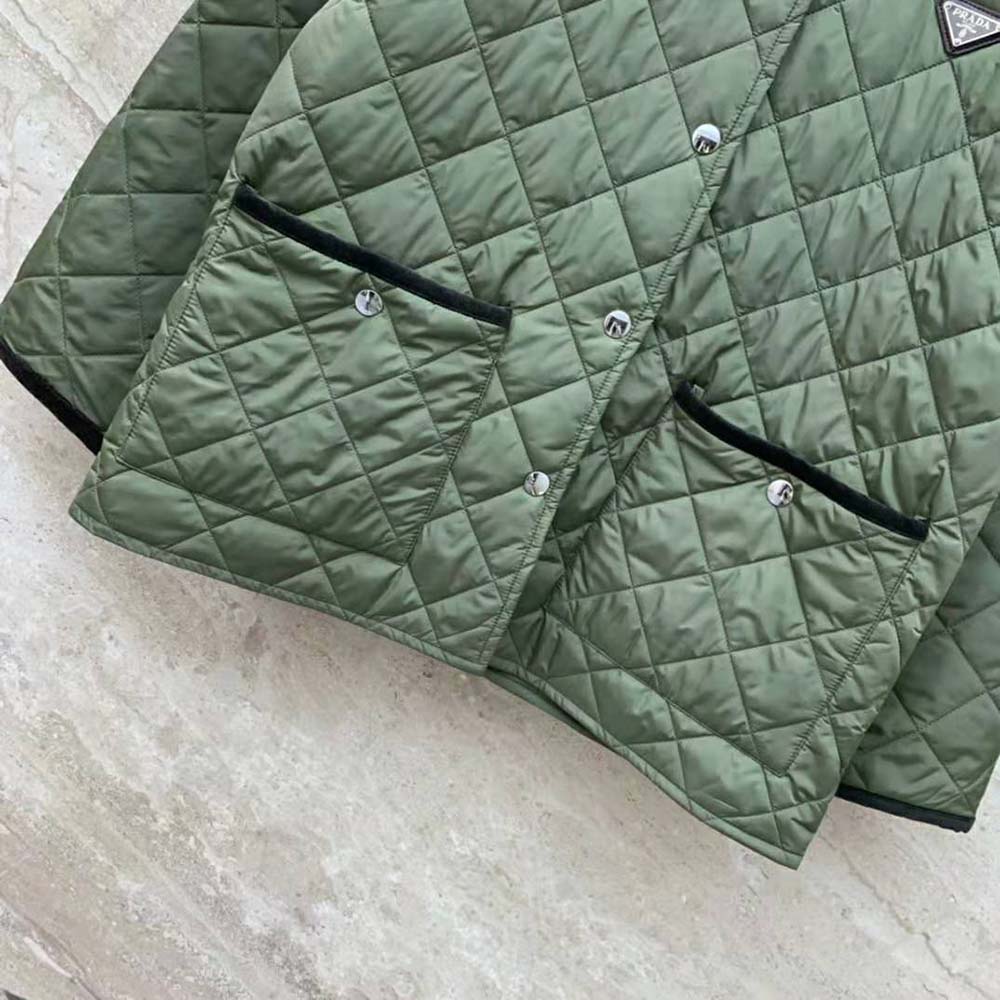 Prada Women Light Re-Nylon Jacket with Enameled Metal Triangle Logo-Dark Green - image 7