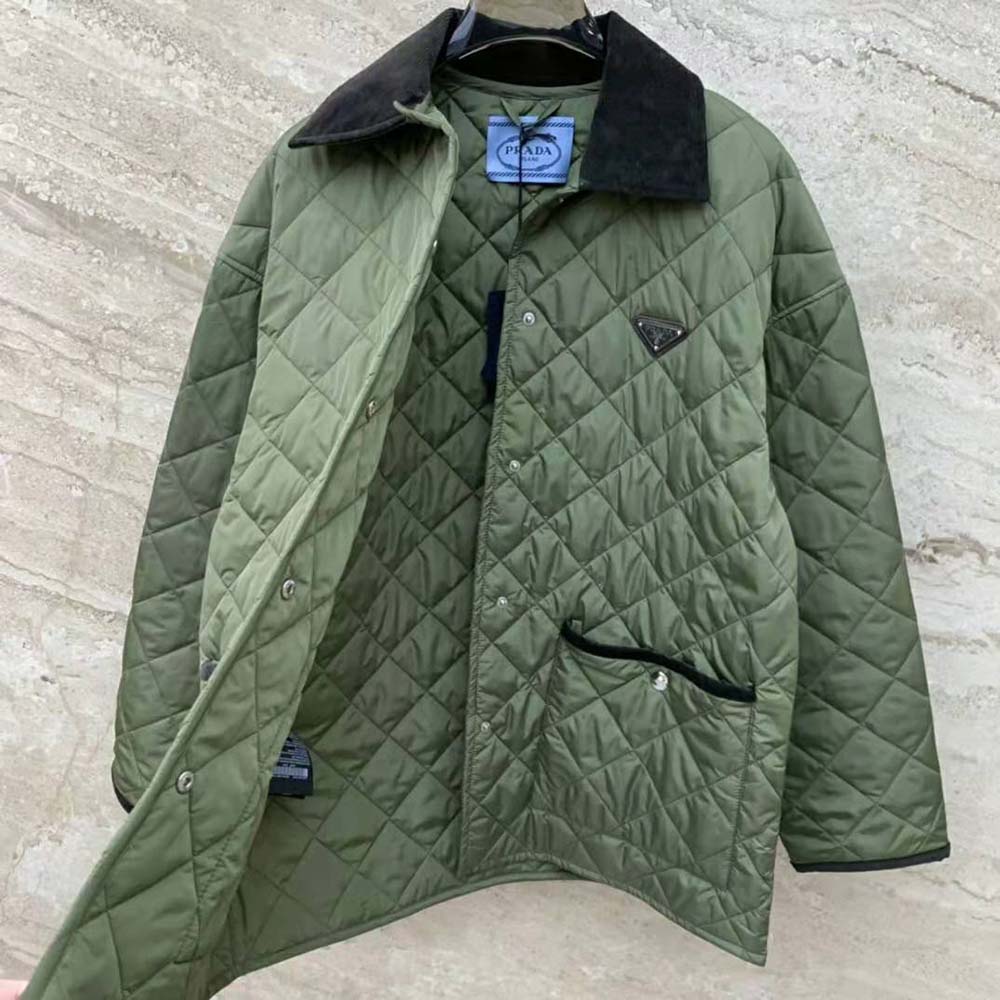 Prada Women Light Re-Nylon Jacket with Enameled Metal Triangle Logo-Dark Green - image 4