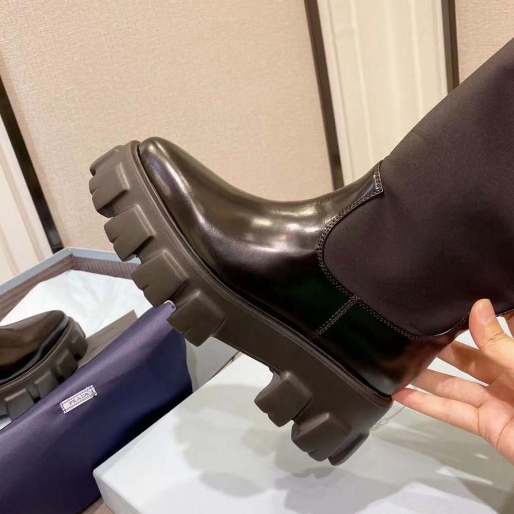 Prada Women Monolith Leather and Nylon Boots-Black - image 7