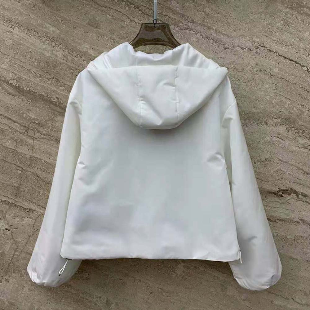 Side angle showing padded texture on Prada Women Duchesse Jacket
