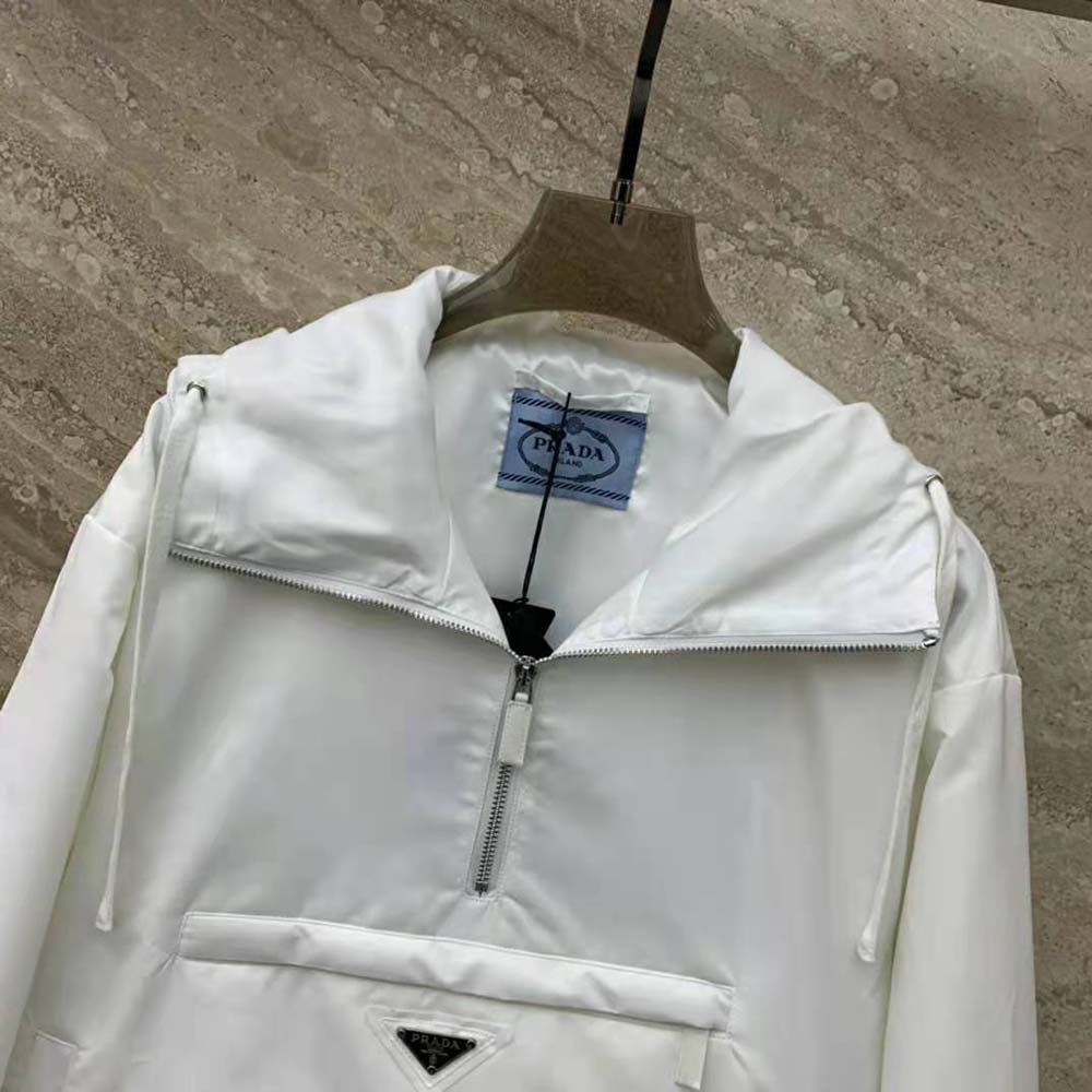Prada Women Padded Duchesse Jacket with Enameled Metal Triangle Logo-White - image 4