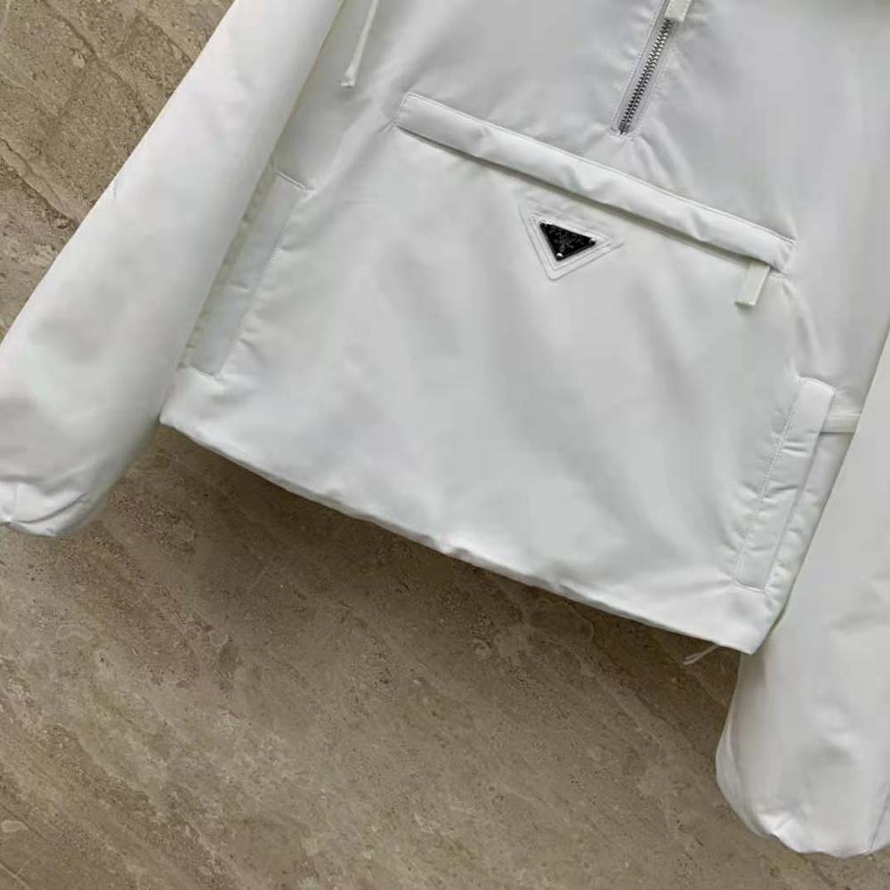Prada Women Padded Duchesse Jacket with Enameled Metal Triangle Logo-White - image 6