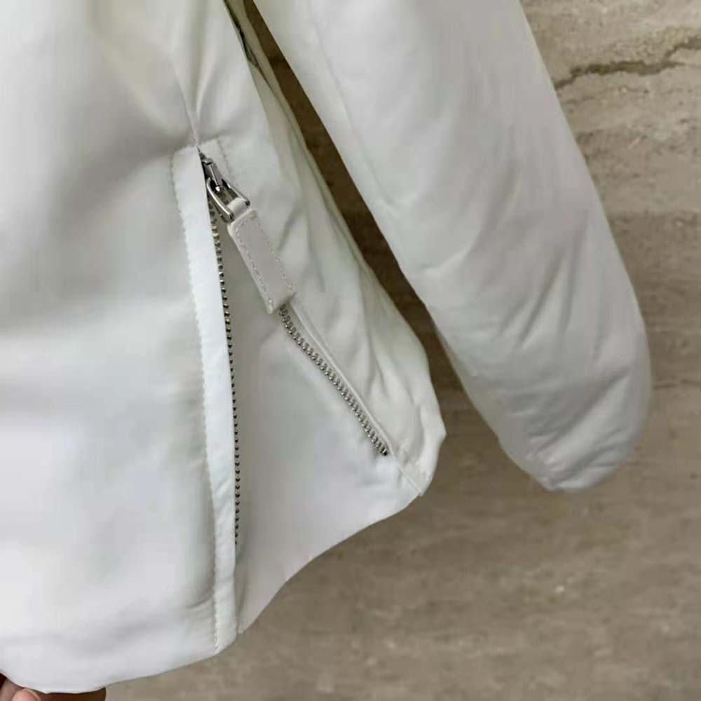 Prada Women Padded Duchesse Jacket with Enameled Metal Triangle Logo-White - image 8