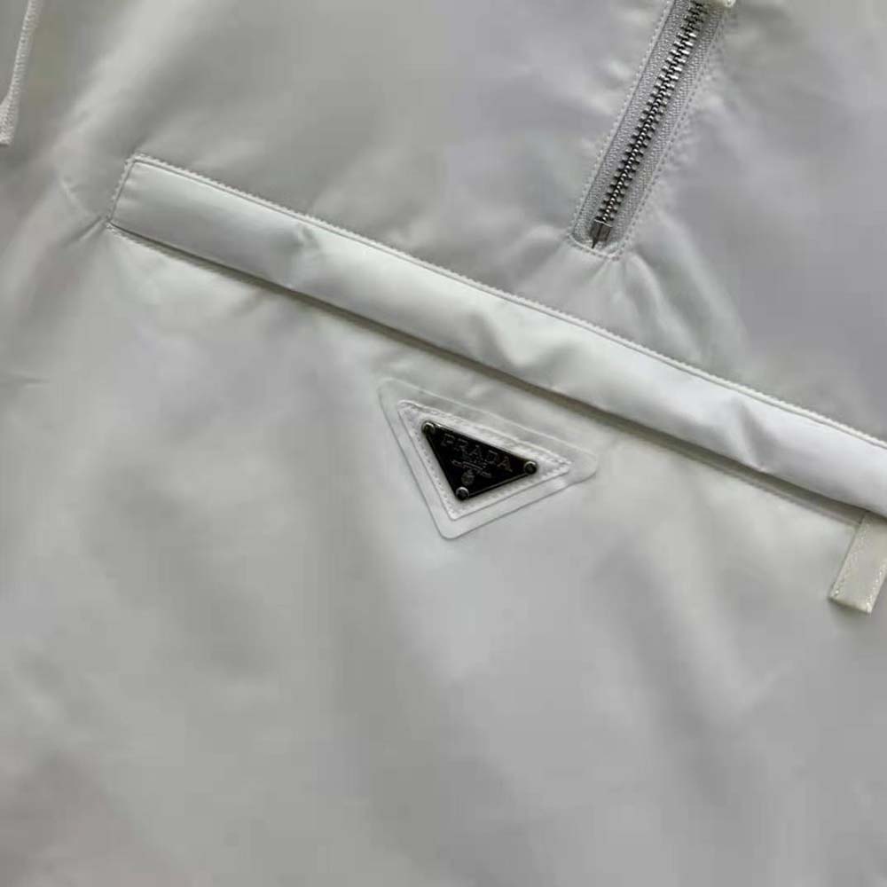 Prada Women Padded Duchesse Jacket with Enameled Metal Triangle Logo-White - image 7