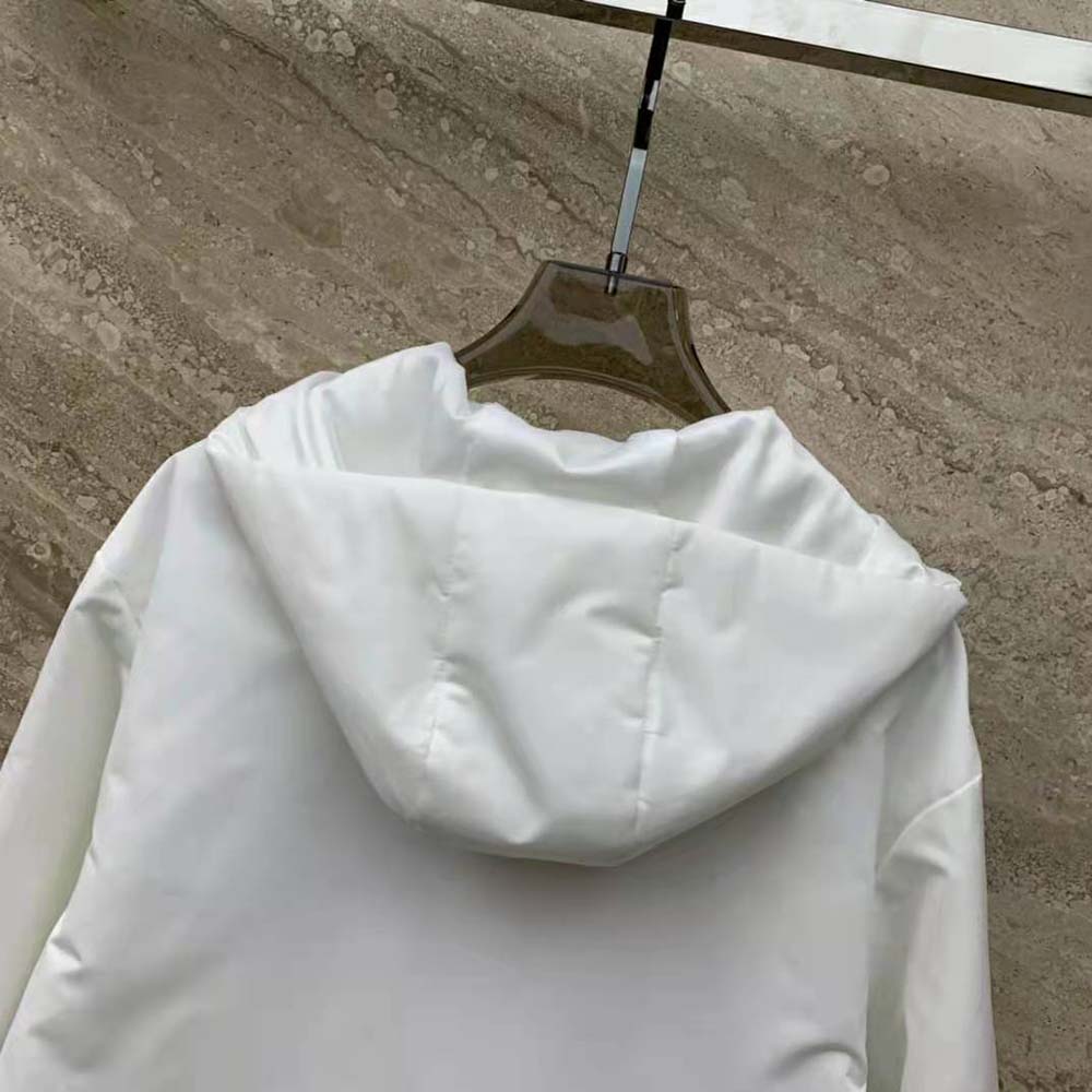 Prada Women Padded Duchesse Jacket with Enameled Metal Triangle Logo-White - image 5