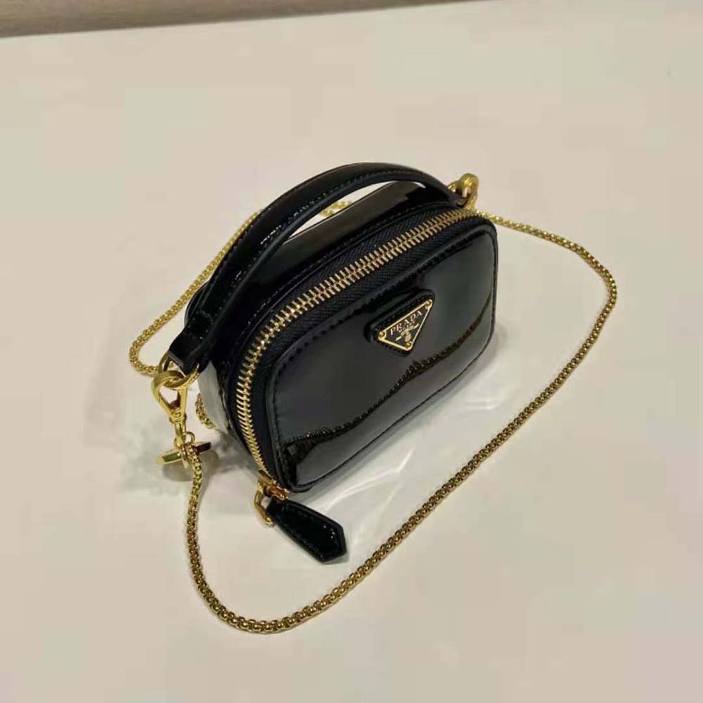 Prada Women Patent Leather Mini-pouch-Black - image 6