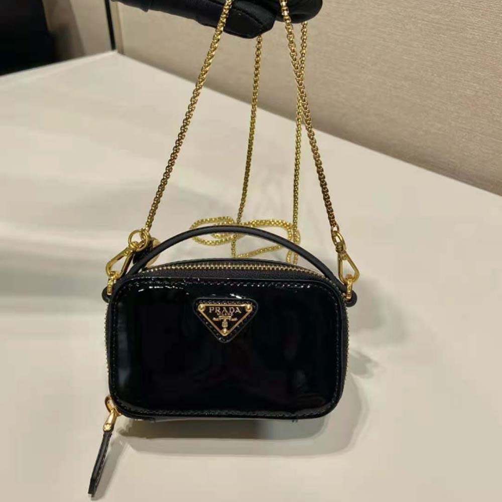 Prada Women Patent Leather Mini-pouch-Black - image 5