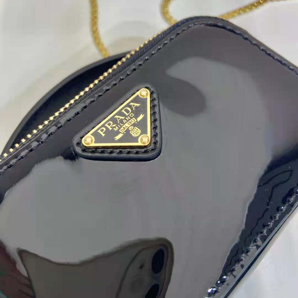 Prada Women Patent Leather Mini-pouch-Black - image 8
