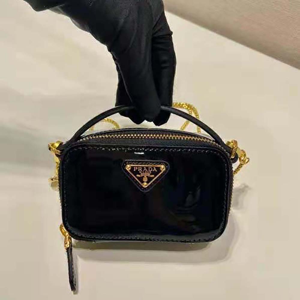 Prada Women Patent Leather Mini-pouch-Black - image 4