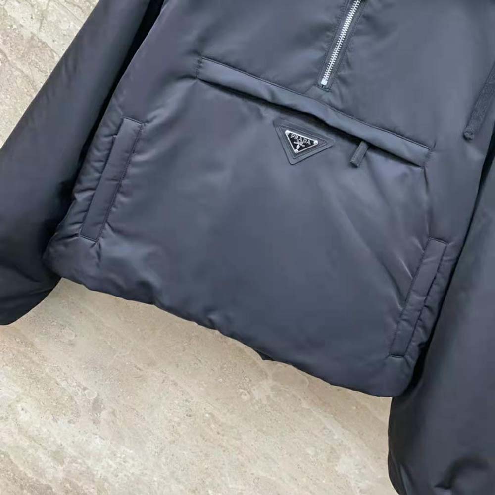 Prada Women Re-Nylon Blouson Jacket with Enameled Metal Triangle Logo-Black - image 8
