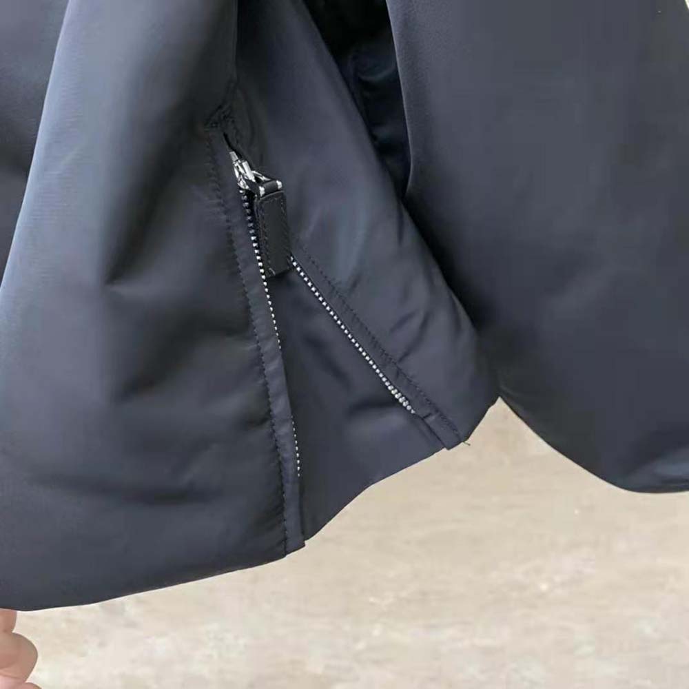 Prada Women Re-Nylon Blouson Jacket with Enameled Metal Triangle Logo-Black - image 7