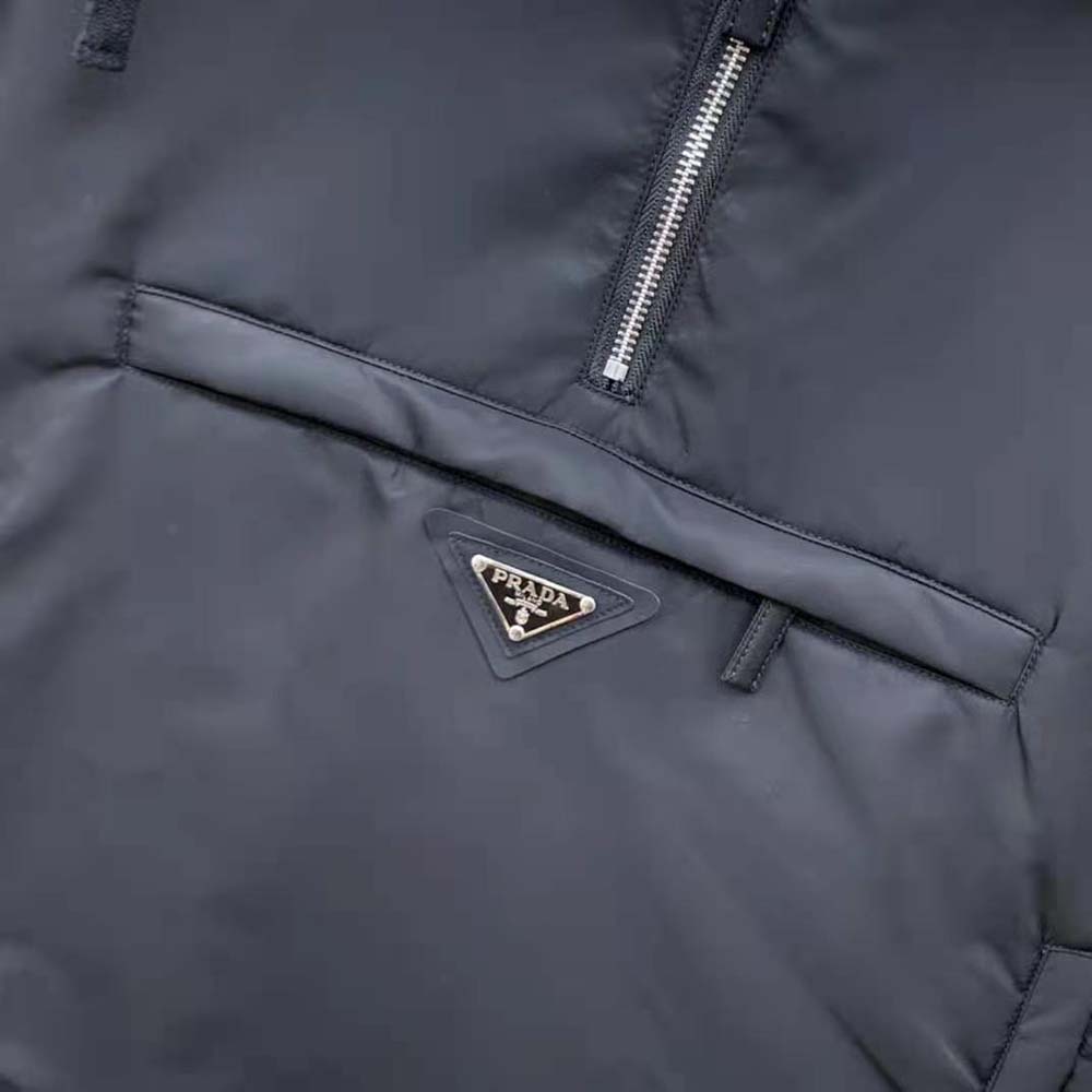 Prada Women Re-Nylon Blouson Jacket with Enameled Metal Triangle Logo-Black - image 6