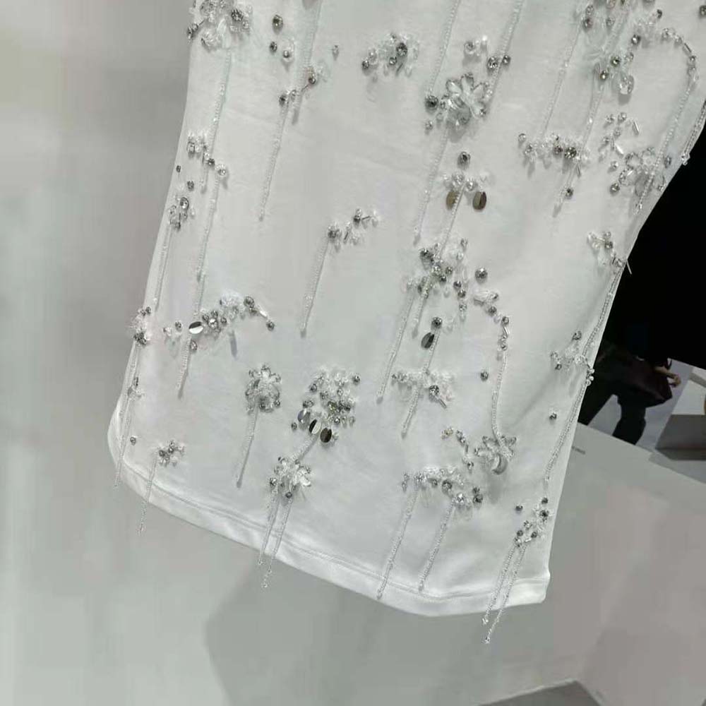 Prada Women Ribbed Knit Jersey Top with Embroidery - image 8