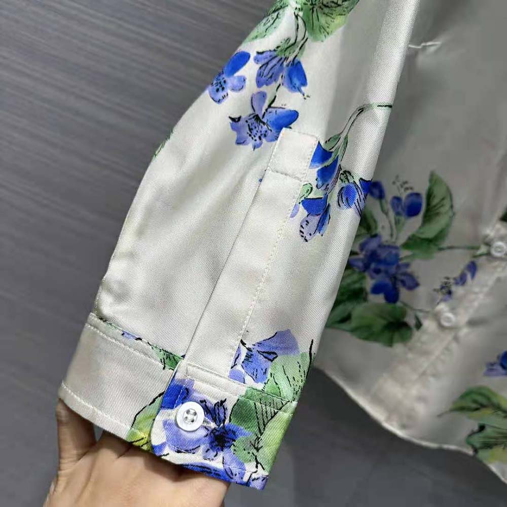 Prada Women Twill Shirt with Triangle Logo-F0K74 - image 9