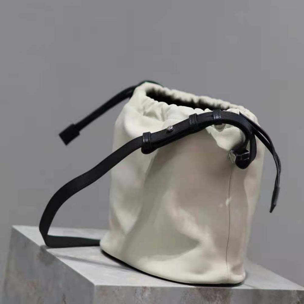 Saint Laurent YSL Men Rive Gauche Laced Bucket Bag in Smooth Leather-Beige - image 4
