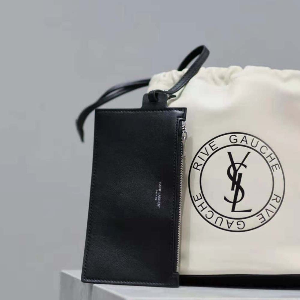 Saint Laurent YSL Men Rive Gauche Laced Bucket Bag in Smooth Leather-Beige - image 6