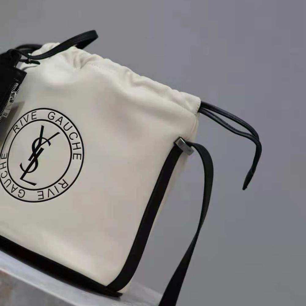 Saint Laurent YSL Men Rive Gauche Laced Bucket Bag in Smooth Leather-Beige - image 9