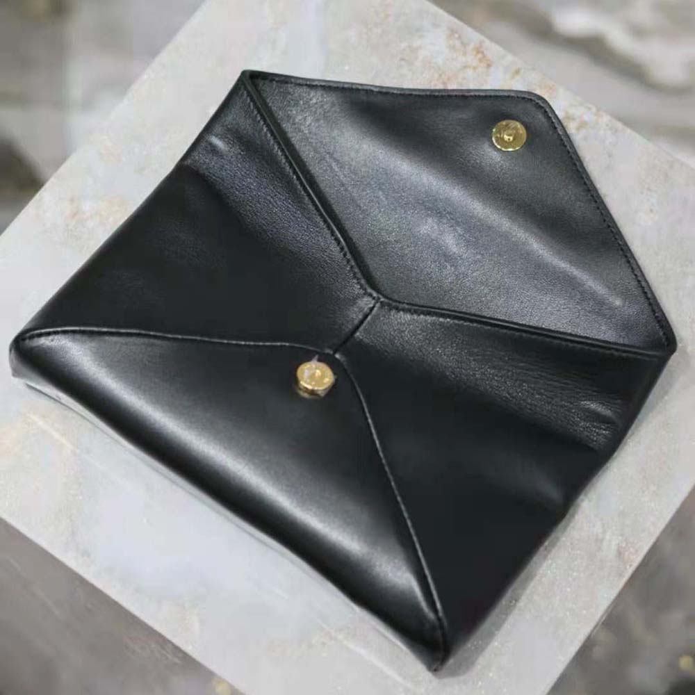 Saint Laurent YSL Women Cassandre Small Envelope Pouch in Lambskin-Black - image 5