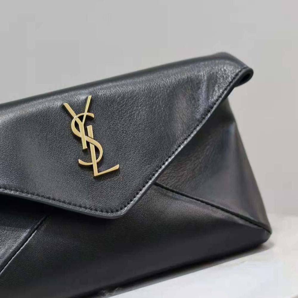 Saint Laurent YSL Women Cassandre Small Envelope Pouch in Lambskin-Black - image 7