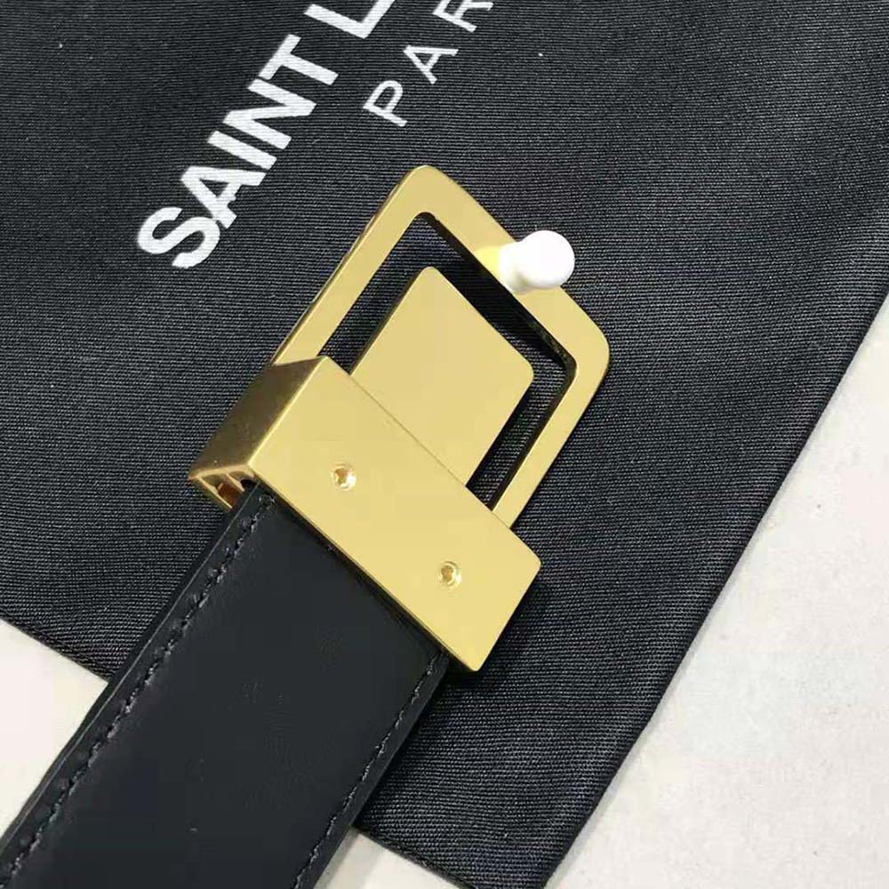 Saint Laurent YSL Women La 66 Buckle Belt in Crocodile-embossed Leather-Black - image 8