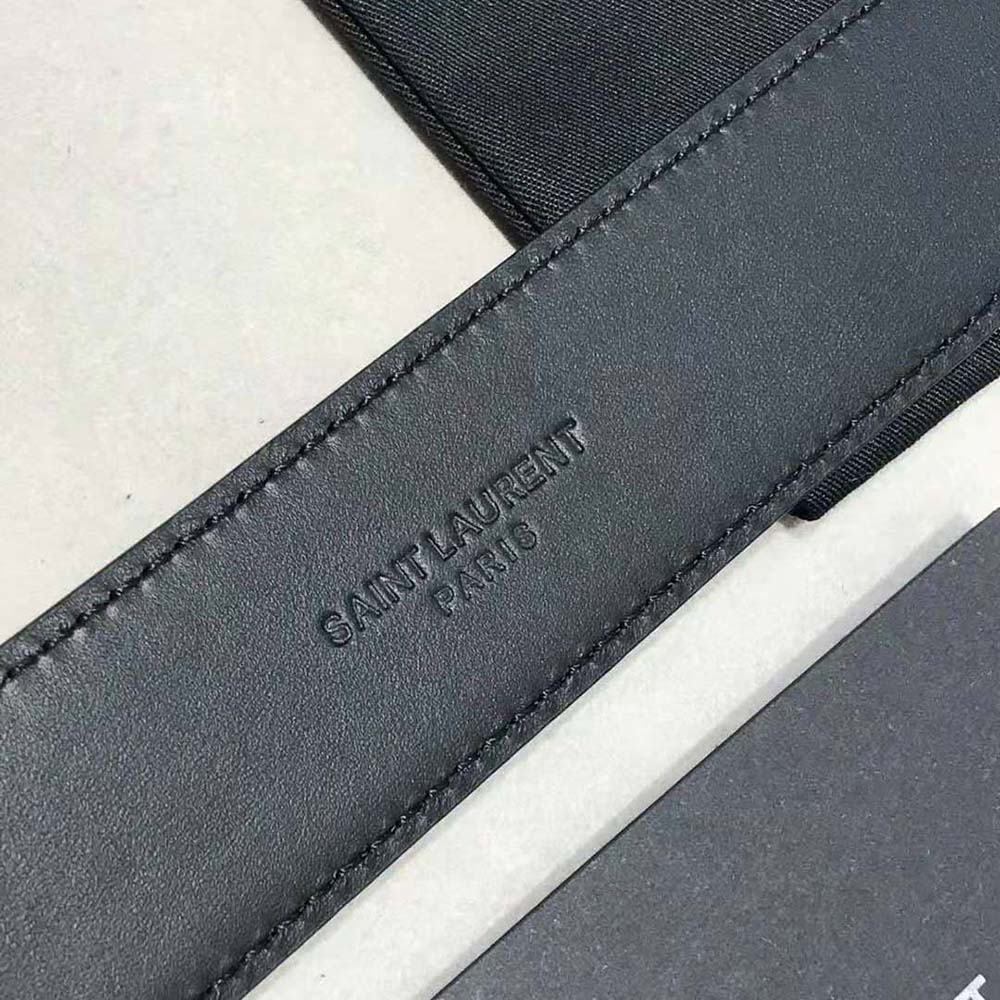 Saint Laurent YSL Women La 66 Buckle Belt in Crocodile-embossed Leather-Black - image 10