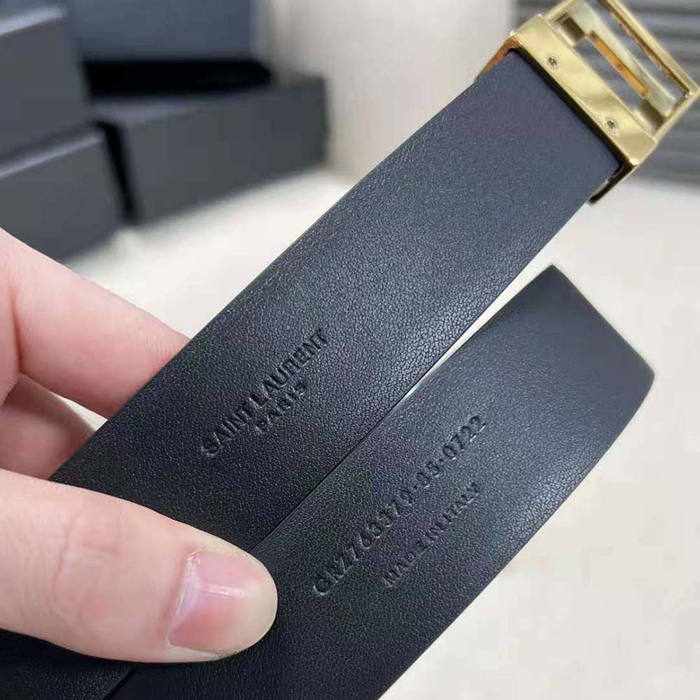 Saint Laurent YSL Women La 76 Buckle Belt in Brushed Leather and Enamel - image 7