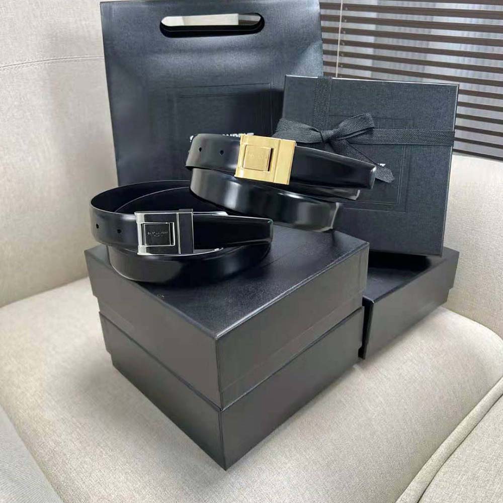 Saint Laurent YSL Women La 76 Buckle Belt in Brushed Leather and Enamel - image 9