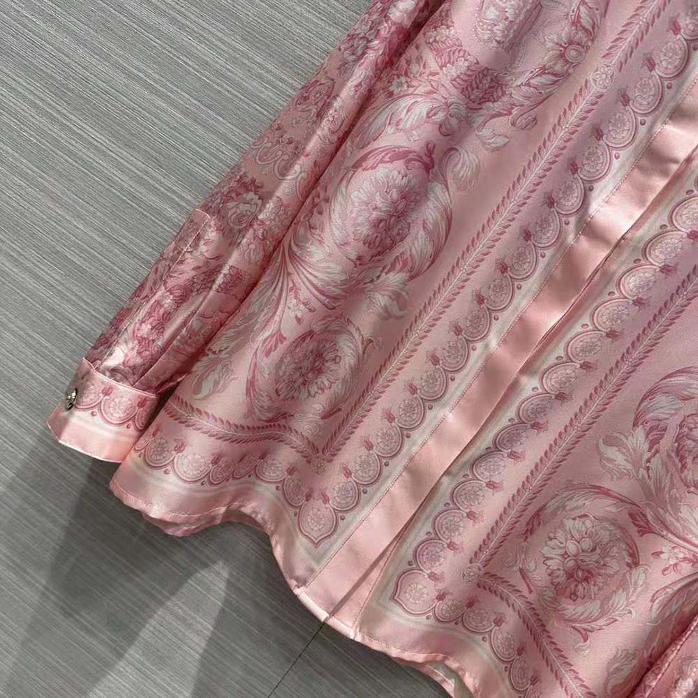 Versace Women Barocco Silk Shirt-Pink - image 8