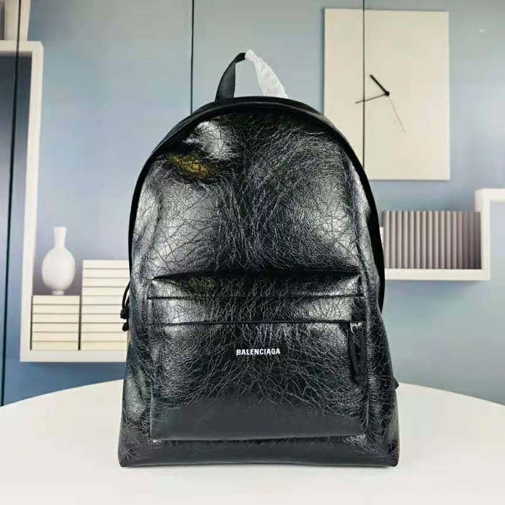 Close-up of zip closure and matte black hardware on Balenciaga backpack