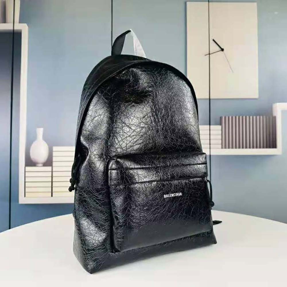 Side angle showing adjustable straps and texture of Balenciaga Men Explorer Backpack