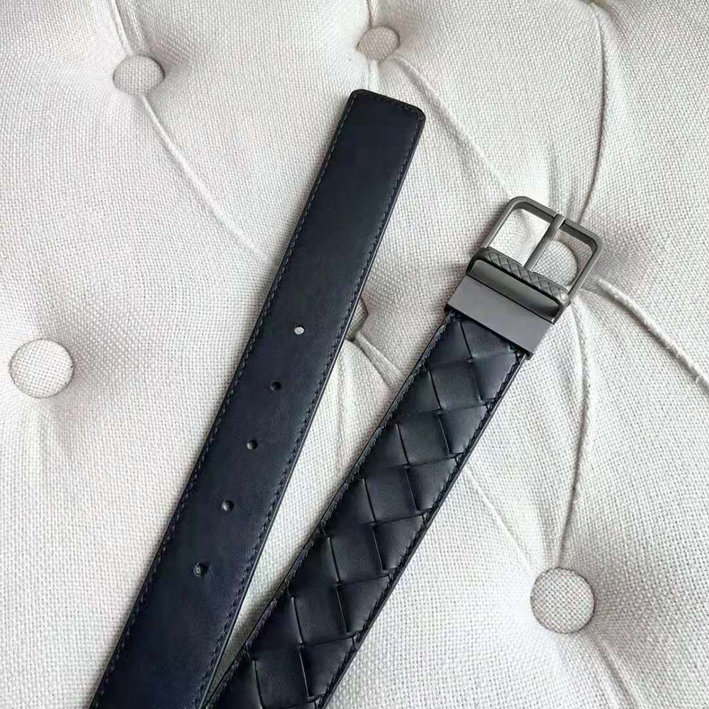Bottega Veneta Men Intrecciato Belt in a Blown-up Intreccio Weave-Black - image 6
