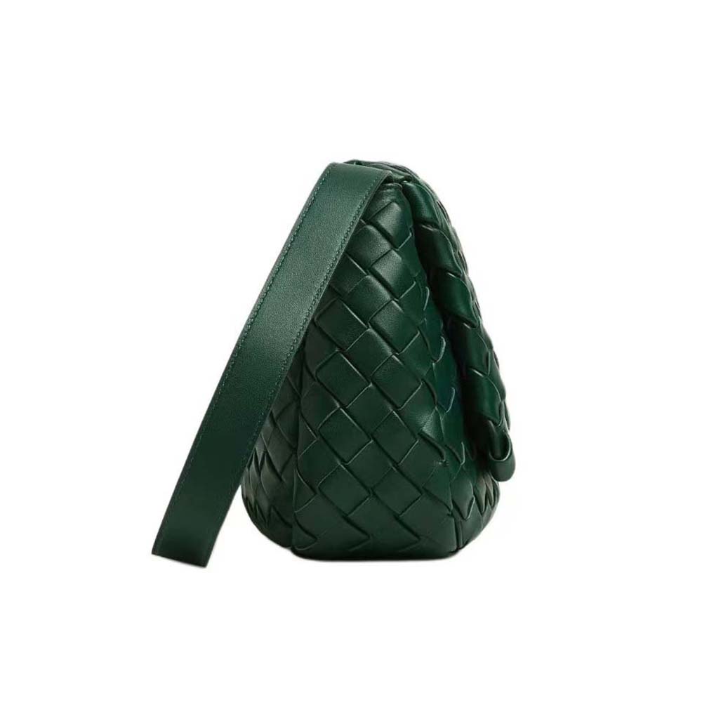 Bottega Veneta Unisex Small Cobble Messenger in Calfskin Leather-Dark Green - image 4
