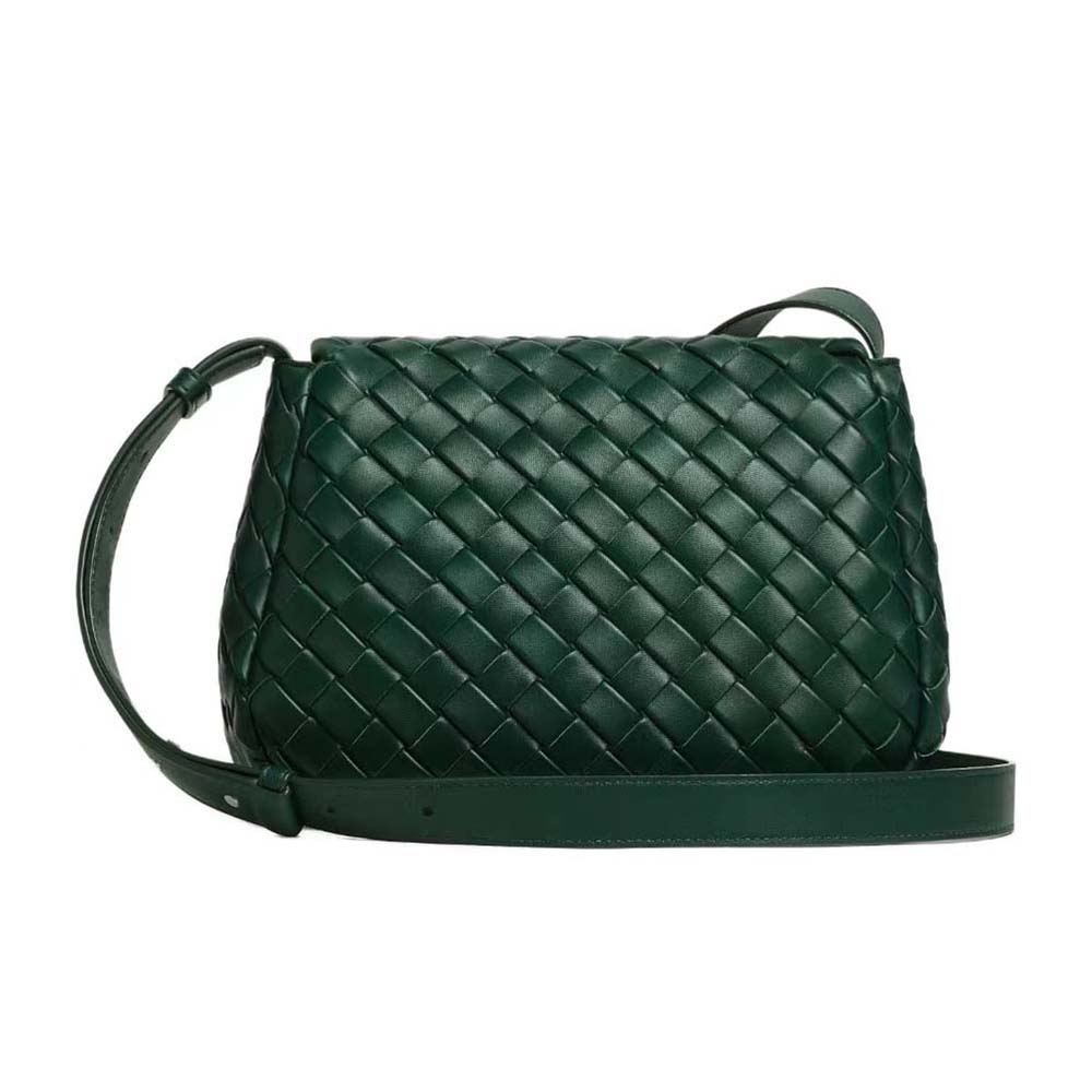 Side angle showing adjustable strap on Bottega Veneta Small Cobble Messenger
