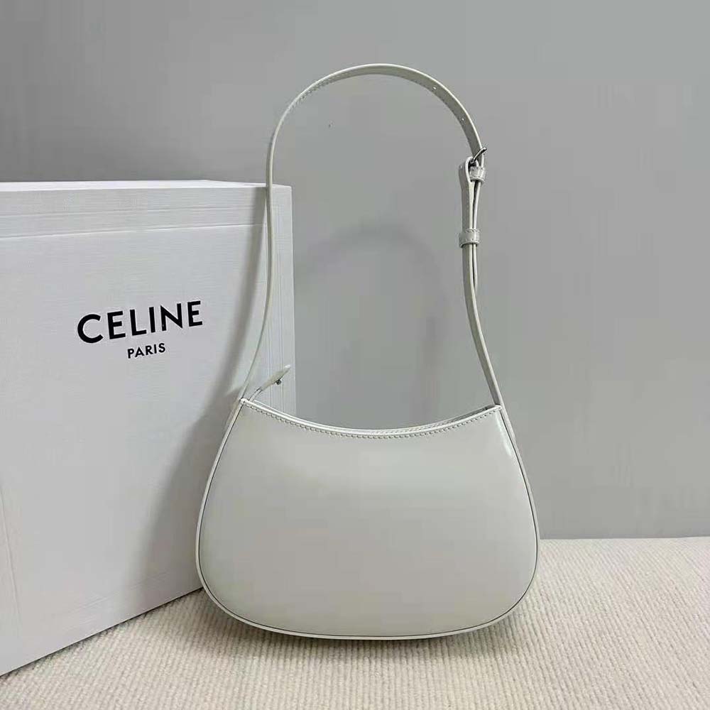 Side angle showing smooth leather and silhouette of Celine Women Medium Tilly Bag