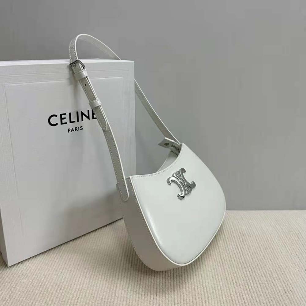 Celine Women Medium Tilly Bag in Shiny Calfskin-White - image 4