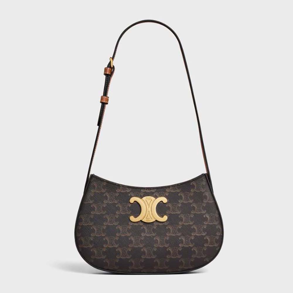 Front view of Celine Women Medium Tilly Bag in Triomphe Canvas and Calfskin
