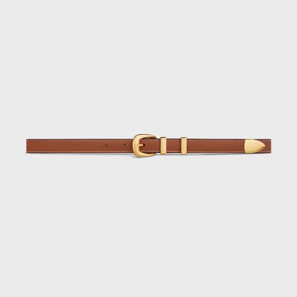 Front angle of Celine Women Small Western Belt in Natural Calfskin-Tan