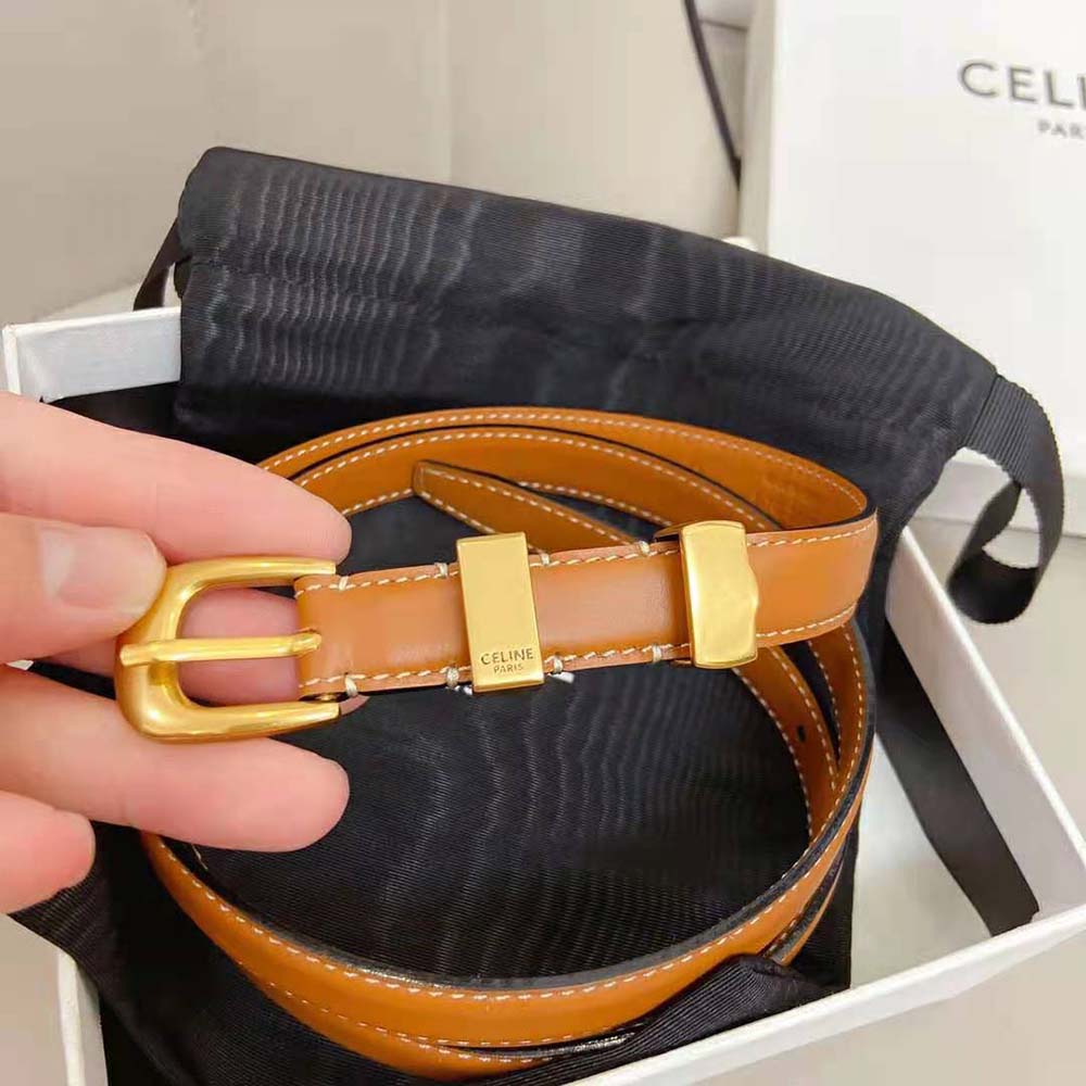 Side profile showing texture of Celine Women Small Western Belt