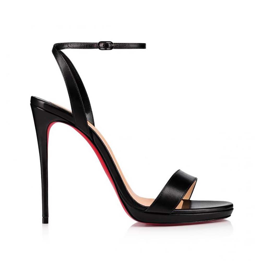 Side view of Christian Louboutin Women Loubi Queen 120 mm Sandals Nappa leather-Black