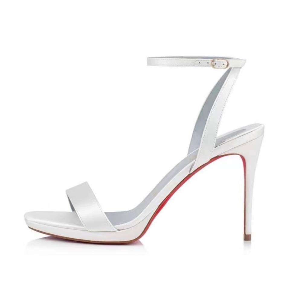 Side view of Christian Louboutin Women Loubigirl 85 mm Sandals Nappa leather-White