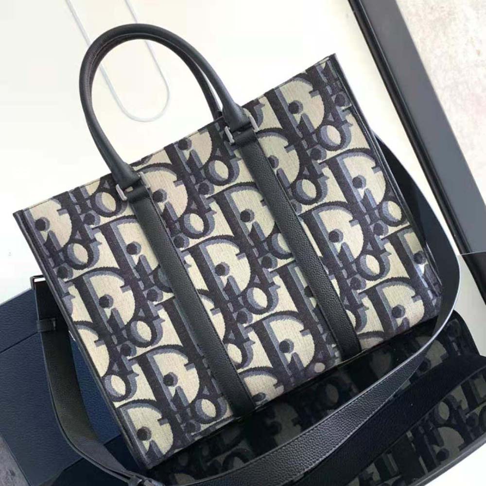 Close-up of silver Dior hardware on East-West Tote Bag