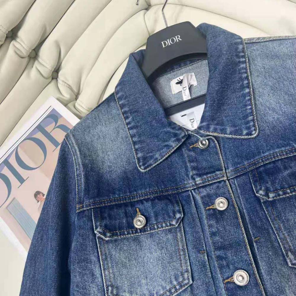 Dior Women Cropped Jacket Blue Stonewashed Cotton Denim - image 5