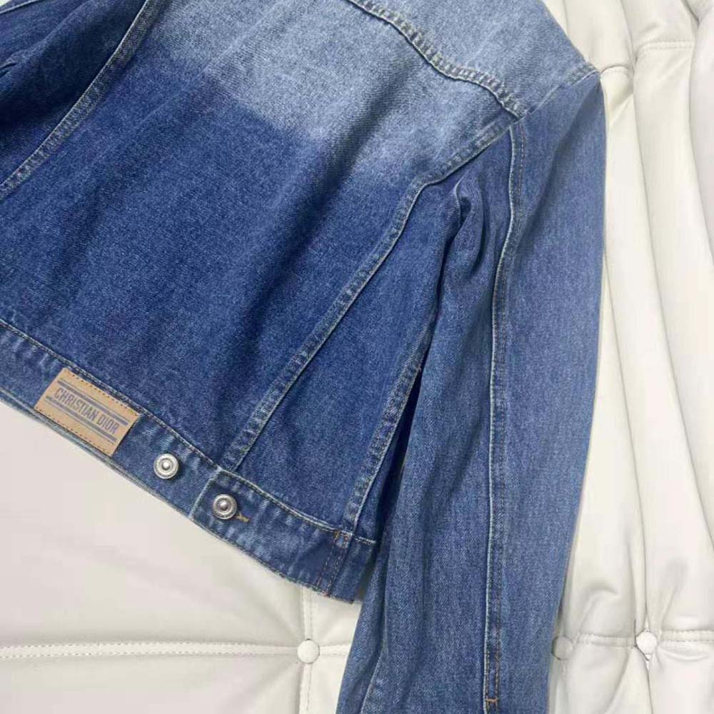 Dior Women Cropped Jacket Blue Stonewashed Cotton Denim - image 8