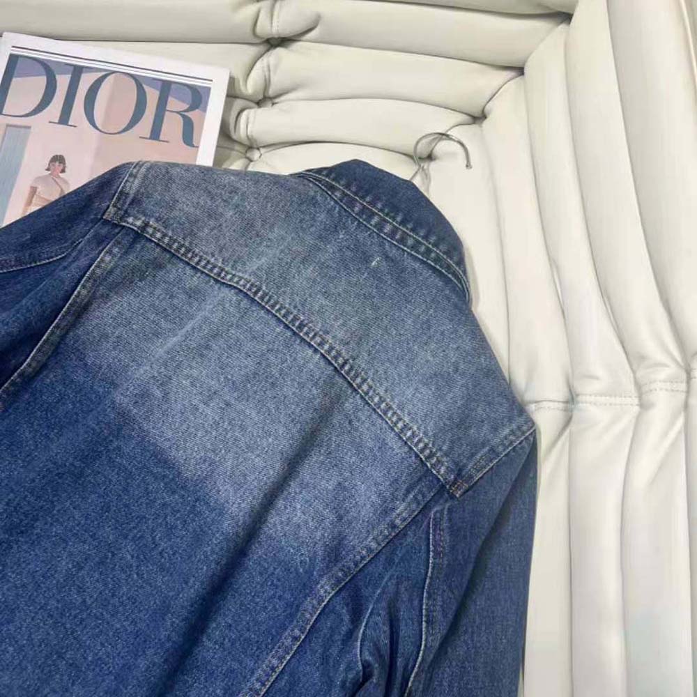 Dior Women Cropped Jacket Blue Stonewashed Cotton Denim - image 7