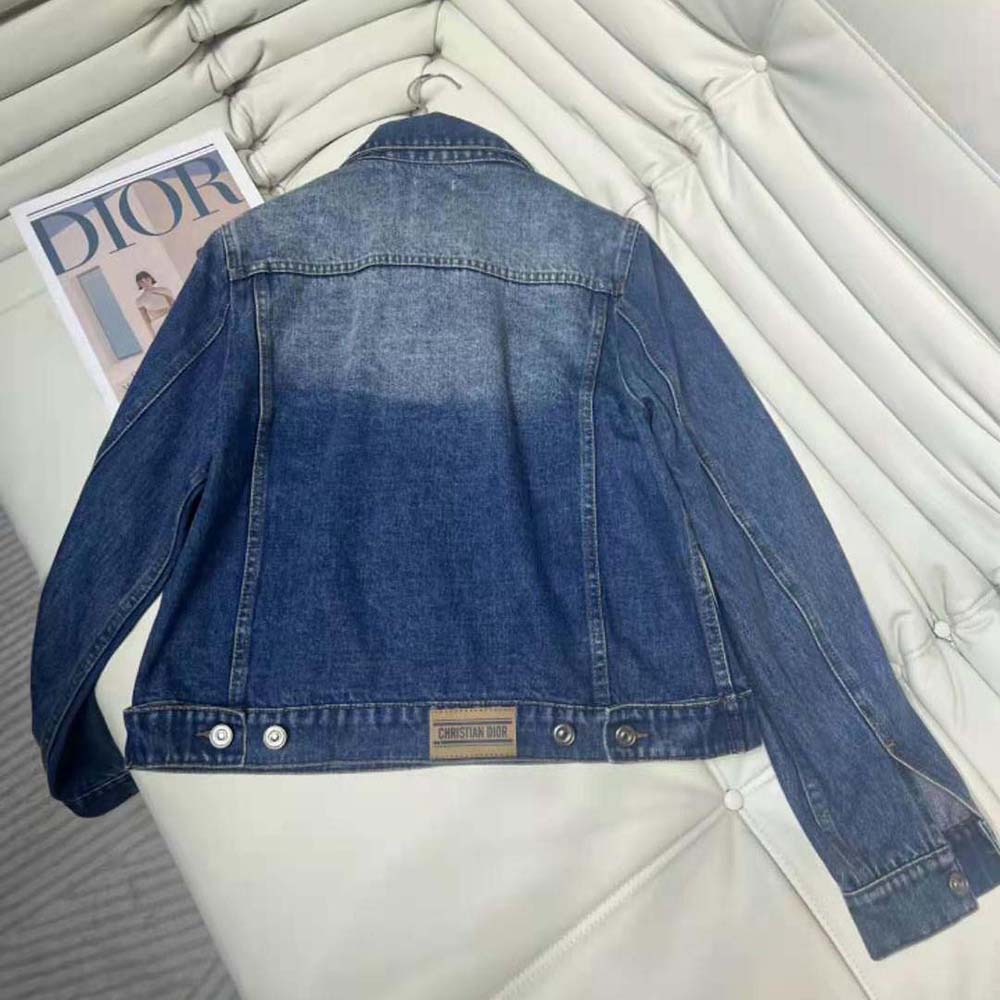 Dior Women Cropped Jacket Blue Stonewashed Cotton Denim - image 4