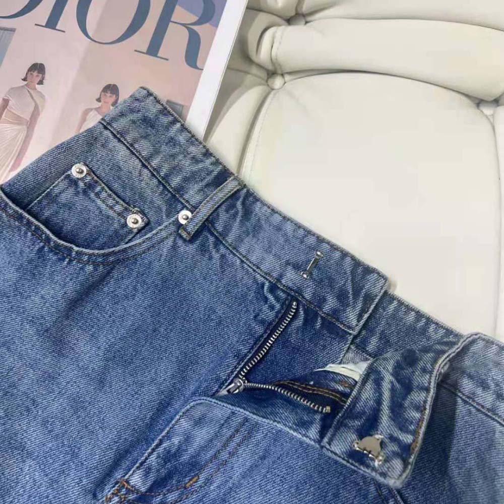 Dior Women Flared Miniskirt Blue Stonewashed Cotton Denim - image 7