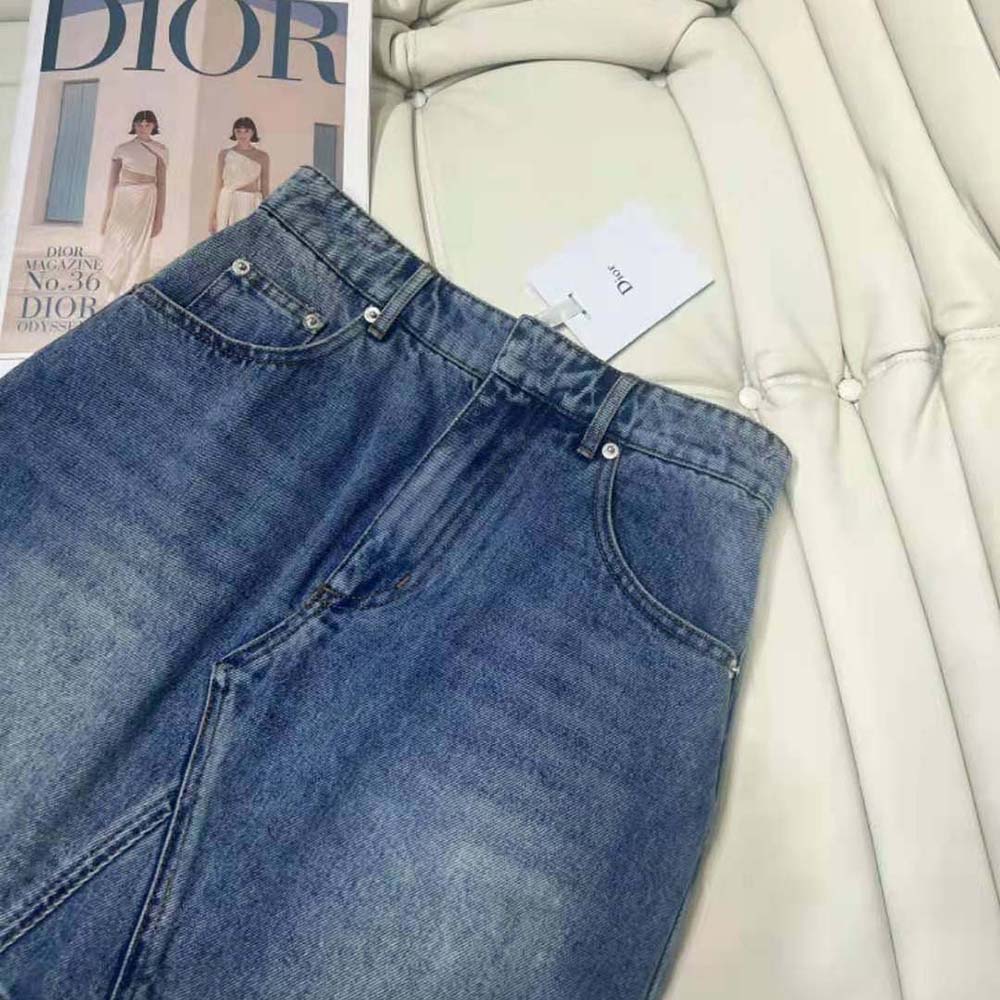 Dior Women Flared Miniskirt Blue Stonewashed Cotton Denim - image 6