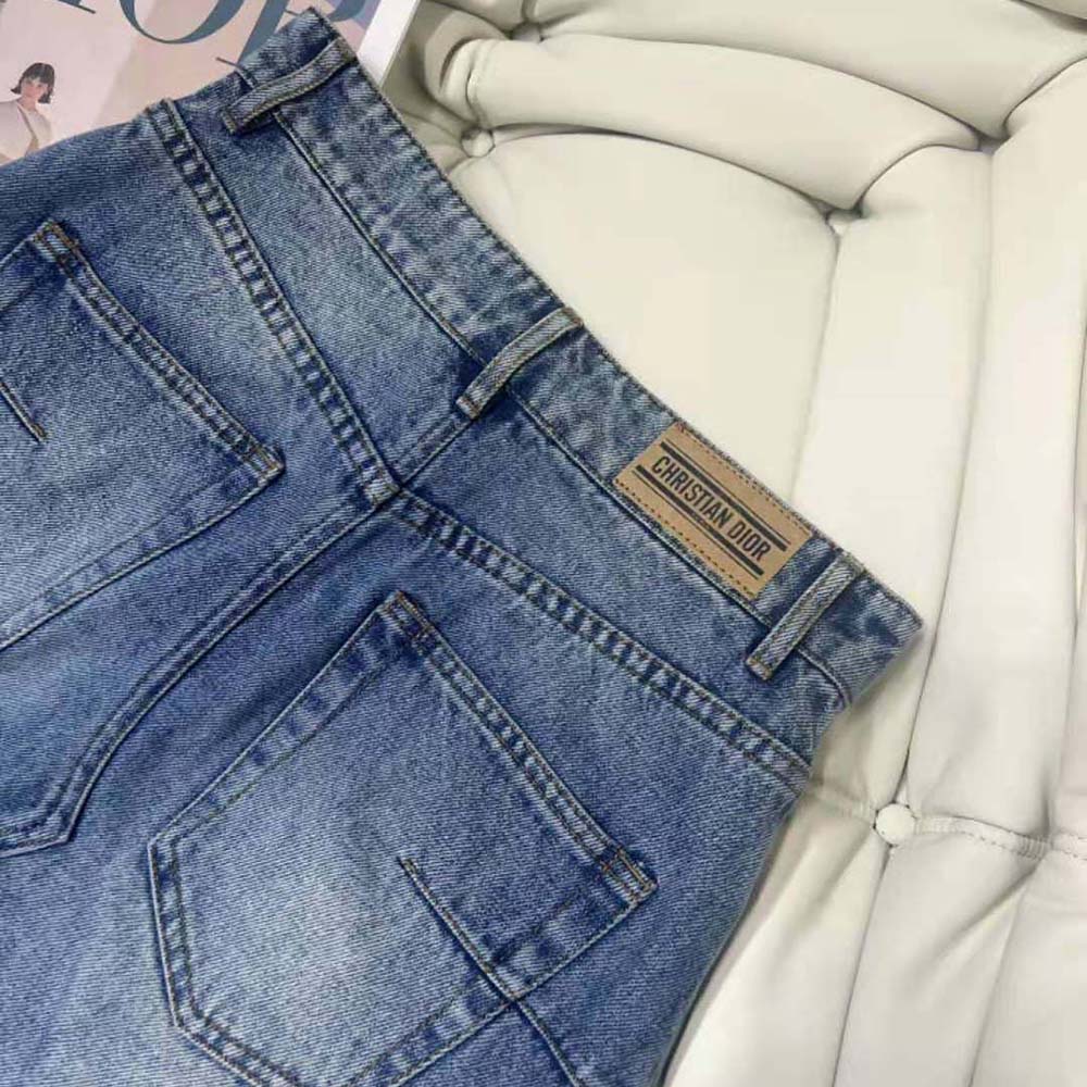 Dior Women Flared Miniskirt Blue Stonewashed Cotton Denim - image 5