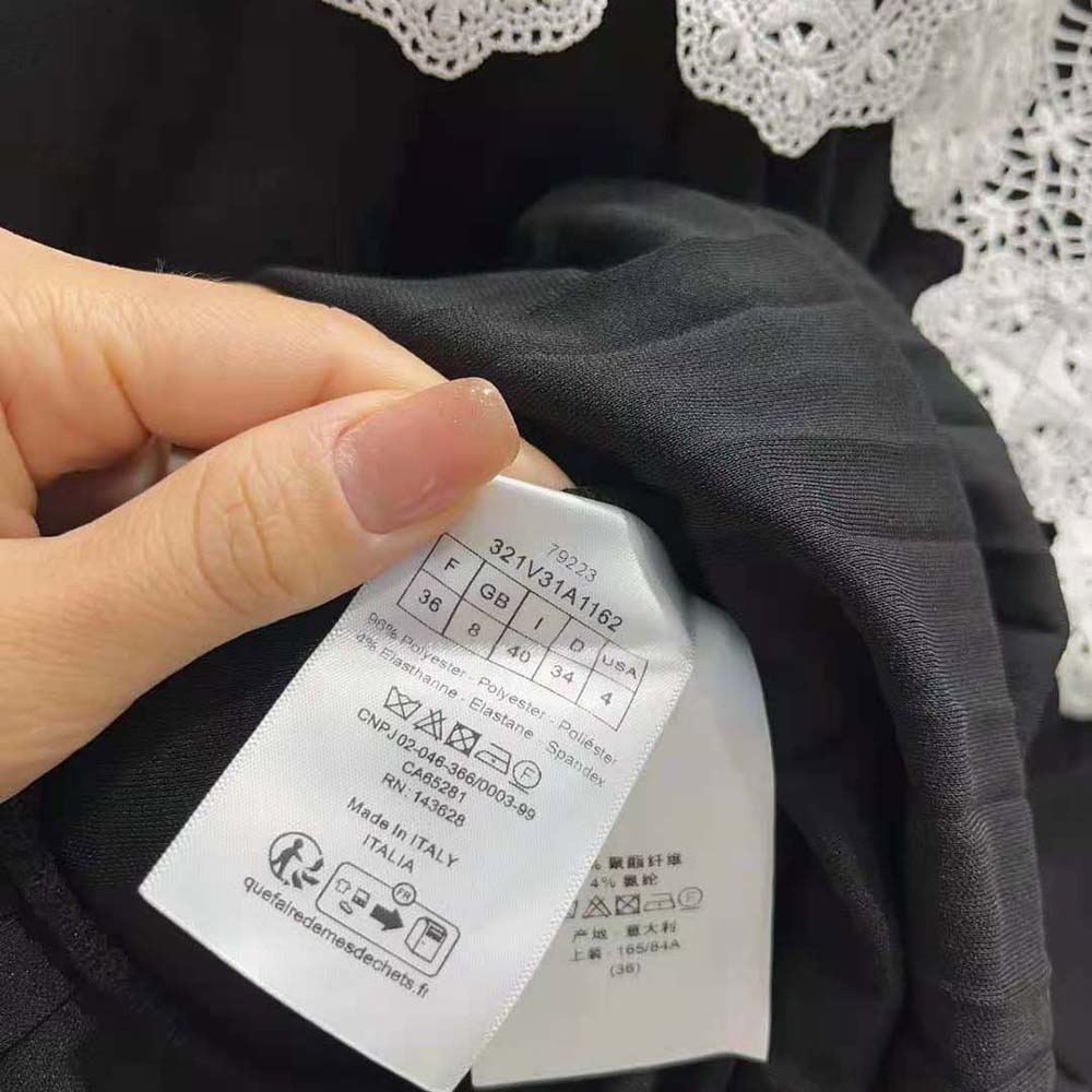 Dior Women Mid-Length Pleated Dress Black Technical Jersey and White Lace - image 10