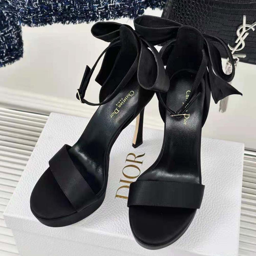 Dior Women Mlle Dior Heeled Sandal Black Satin - image 4